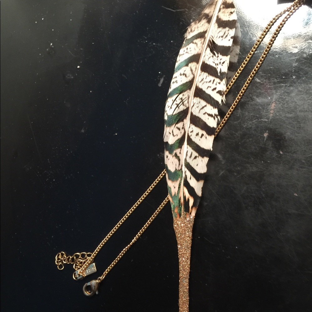 Glitter dipped feather necklace